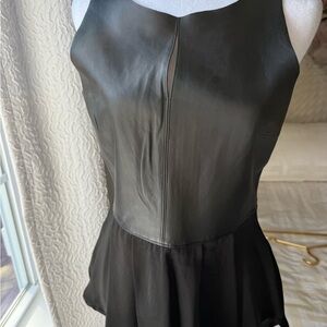 PJK Black Leather Peplum Top